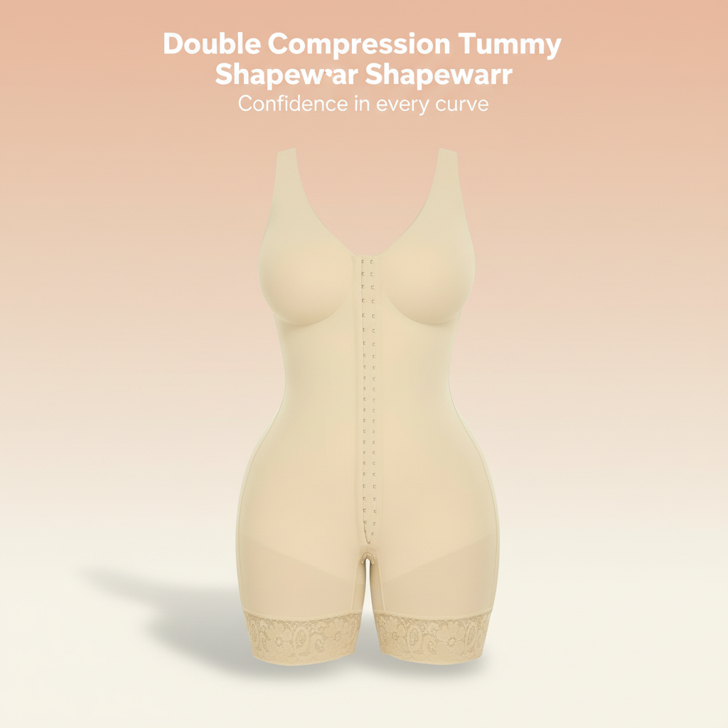 Double Compression Tummy Control Shapewear with Bra Faja Bust Wrap Sleeveless Tuck Mid-Length Girdle Buttocks Lift Daily Wear